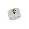 Pure Silver and Gray Spinel Ring with 18 Karat Yellow Gold